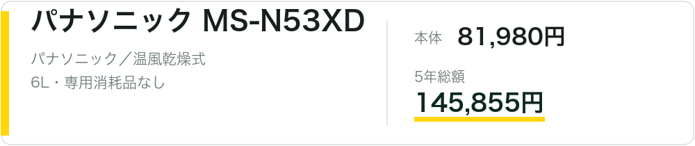 パナソニック MS-N53XD-Sの本体価格と5年総額